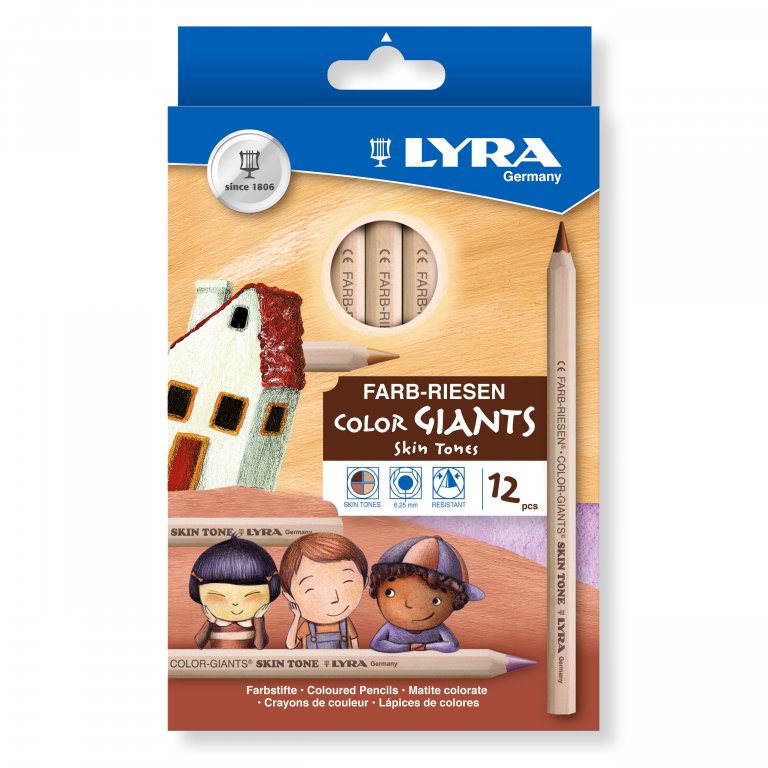 Los lápices de color Lyra colorean los gigantescos tonos de piel, juego de 12