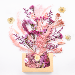Flores secas para artesanía Jardinera 20 x 12 x 4 cm, mezcla aleatoria, rosa