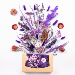 Flores secas para artesanía Jardinera 20 x 12 x 4 cm, mezcla aleatoria, morado