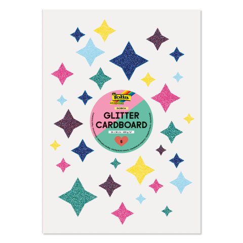 Glitterkarton Block 24 x 34 cm, 6 Blatt, 400 g/m², bunt
