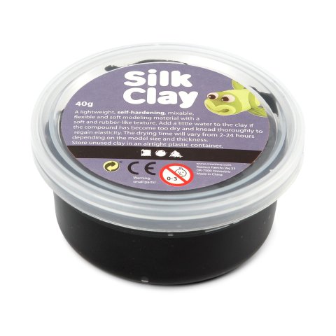 Silk Clay modelling material, permanently elastic al aire, 40 g, negro