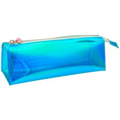 Estuche iridiscente 6,5 x 6,5 x 19 cm, con cremallera, azul