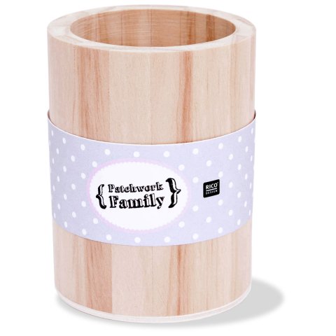 Patchwork Family wooden pen holder round, l = 105 mm, ø 80 mm (outer)