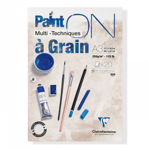 Clairefontaine Paint'ON à Grain Mixed Media pad 250 g/m², 297 x 420, DIN A3, white, grained, 20 sh