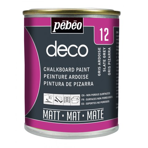 Pebeo chalkboard paint, Deco Envase metálico 250 ml, gris pizarra (12)