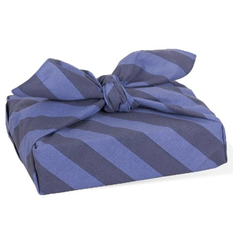 Furoshiki Stoffverpackung 50 x 50 cm, 100 % Baumwolle, Bas (blau Streifen)