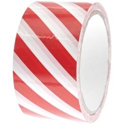 Deko-Paketklebeband 50 mm x 32 m, rot/weiß gestreift