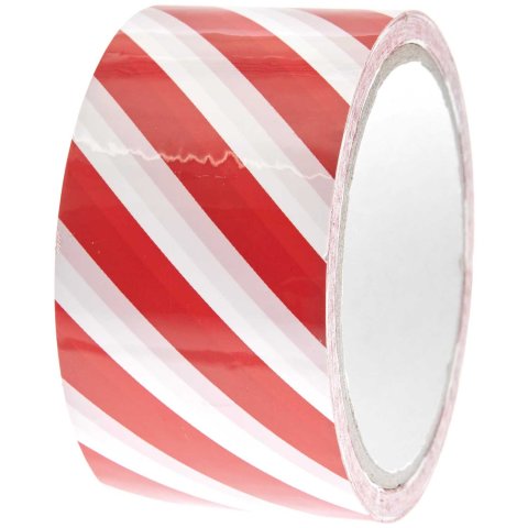 Cinta decorativa para paquetes 50 mm x 32 m, rojo/blanco a rayas
