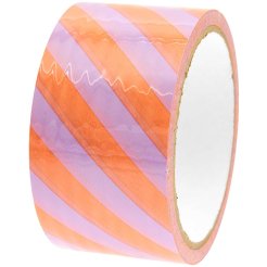 Deko-Paketklebeband 50 mm x 32 m, flieder/neonorange gestreift