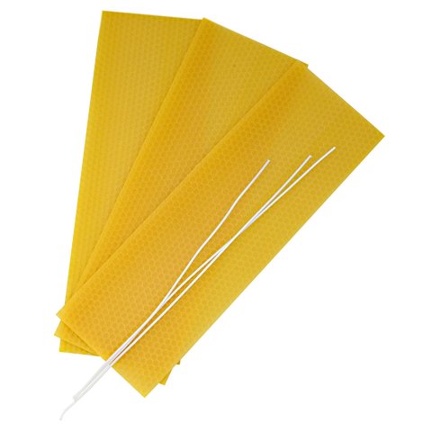 Beeswax honeycomb set 300 x 150 mm, 3 honeycomb panels + 3 wicks