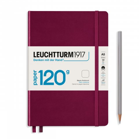 Cuaderno Lighthouse Edición tapa dura 120G A5, mediano, en blanco, 203 páginas, rojo puerto