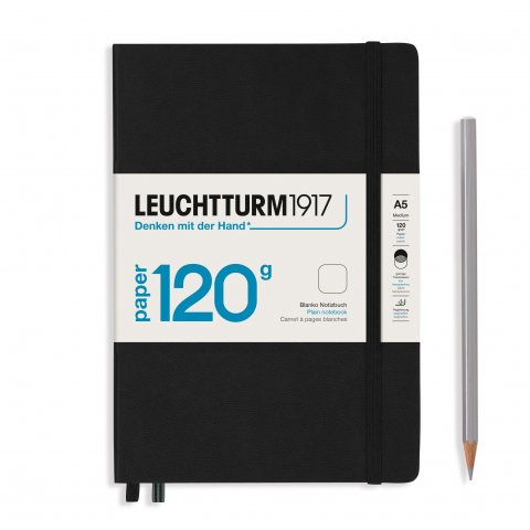 Leuchtturm Notizbuch Hardcover Edition 120G A5, Medium, blanko, 203 Seiten, schwarz