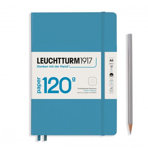 Leuchtturm Notizbuch Hardcover Edition 120G A5, Medium, punktkariert, 203 Seiten, nordic blue