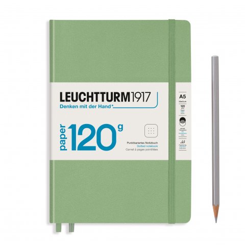 Lighthouse notebook hardcover edition 120G A5, medium, dot matrix, 203 pages, sage