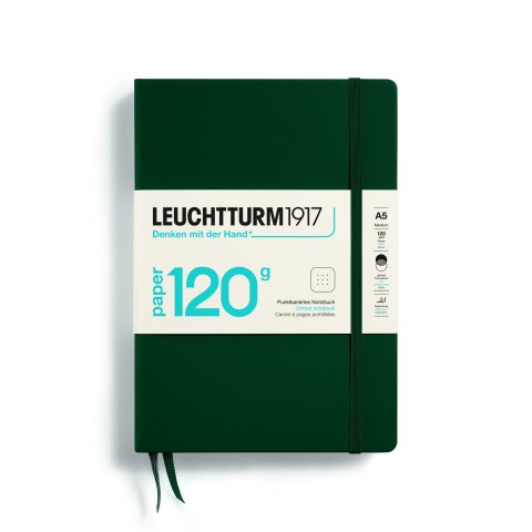 Leuchtturm Notizbuch Hardcover Edition 120G A5, Medium, punktkariert, 203 Seiten, forest green
