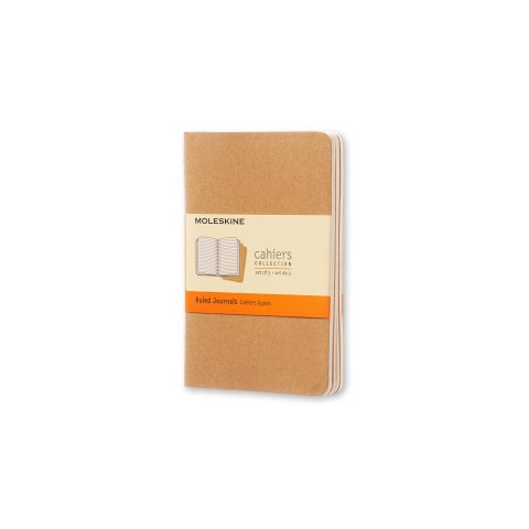 Moleskine notebook Cahier set of 3 9 x 14 cm, ruled, 32 sheets, natural brown