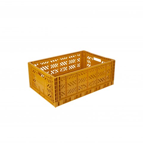 Aykasa folding box, Maxi 60 x 40 x 22 cm, PP, mustard