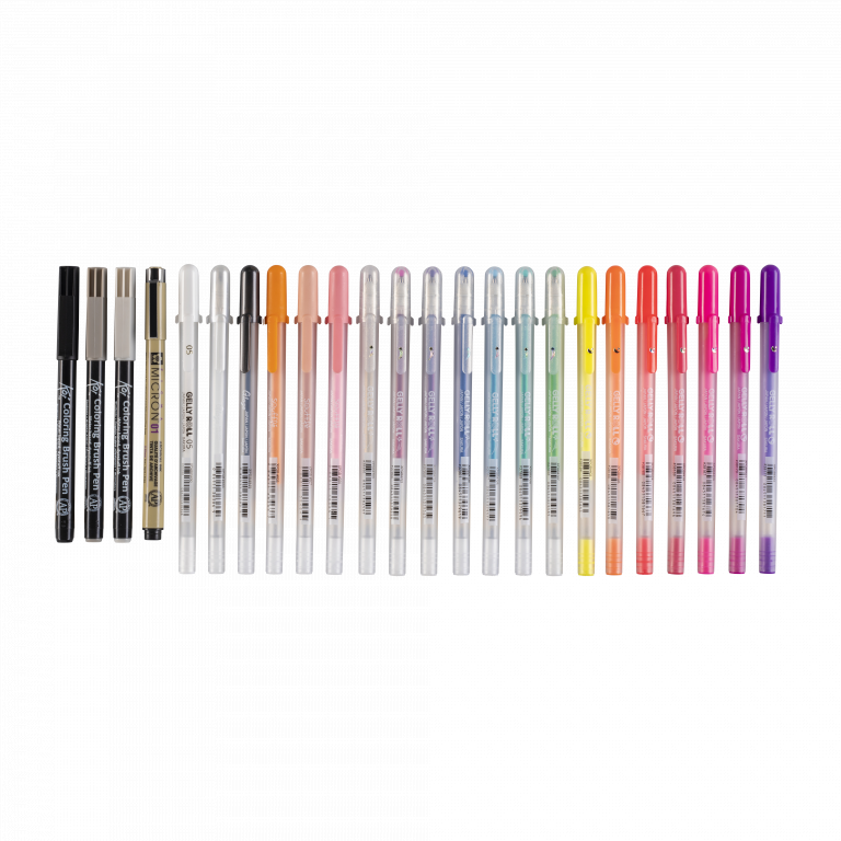 SAKURA Gelly Roll Set Regalo 25 Pezzi: 24 Penne Retrattili + Astuccio, Colori Metallici E Gel Effetti Speciali