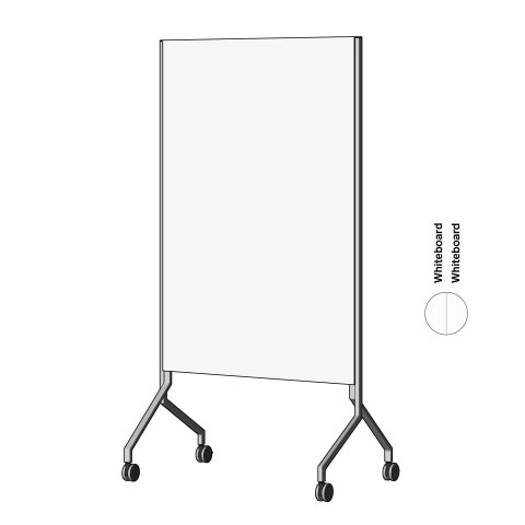 Modulor whiteboard MOW, vertical White aluminum, SM, 2 x Whiteboard Skin Pro