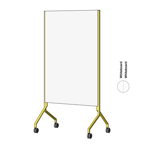 Modulor whiteboard MOW, vertical Sulphur yellow, FS, 2 x Whiteboard Skin Pro
