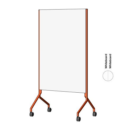 Modulor whiteboard MOW, vertical Gerber red, FS, 2 x Whiteboard Skin Pro