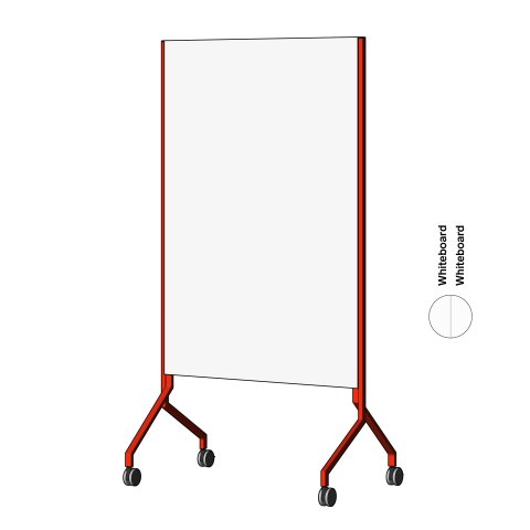 Modulor whiteboard MOW, vertical Pure red, FS, 2 x Whiteboard Skin Pro