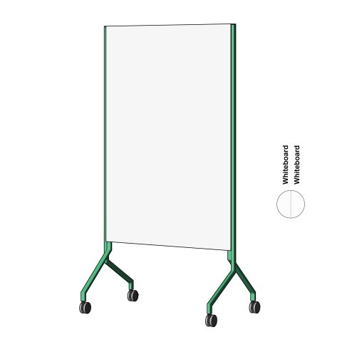 Modulor whiteboard MOW, vertical Malachite green, FS, 2 x Whiteboard Skin Pro