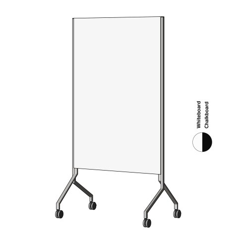 Modulor pizarra blanca MOW, vertical Aluminio blanco, SM, 1 x pizarra blanca, 1 x pizarra de tiza