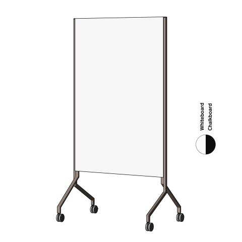 Modulor pizarra blanca MOW, vertical Acero bruto+laca transparente, GL, 1xpizarra blanca, 1xpizarra de tiza