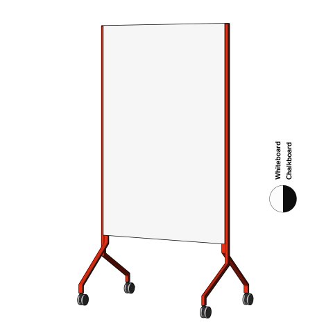 Modulor pizarra blanca MOW, vertical Rojo puro, FS, 1 x pizarra blanca, 1 x pizarra de tiza