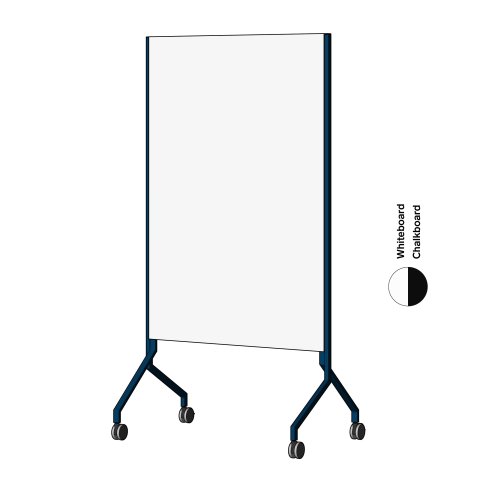 Modulor whiteboard MOW, vertical Steel blue, FS, 1 x whiteboard, 1 x chalkboard