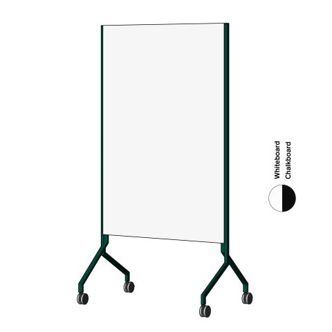 Modulor whiteboard MOW, vertical Night turquoise, FS, 1 x whiteboard, 1 x chalkboard