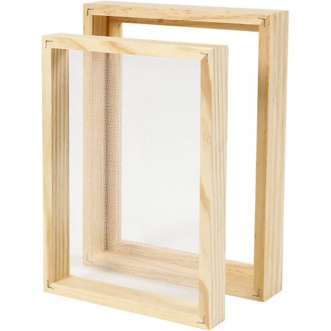 Double frame for paper scooping A5, 25 x 19 x 3 cm, lacquered, natural