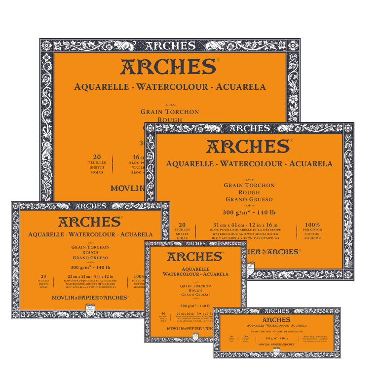 Arches watercolor block rough natural white, 100% CO