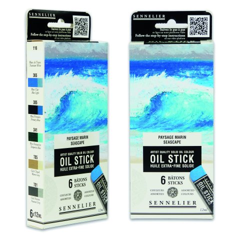 Sennelier vernice a olio solido Oil Stick, Set Paesaggio marino, 6 x 12 ml (116/365/385/341/705/701)