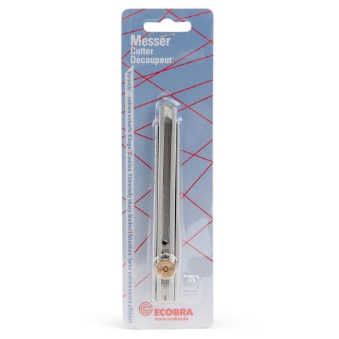 Ecobra Cutter Metall, für 9mm Klingen Feststellrad inkl. 1 Abbrechklinge 9 mm, silber