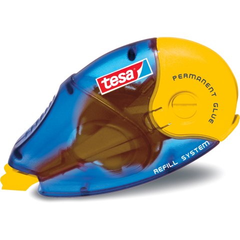 Tesa adhesive roller ecoLogo, refillable removable glue (yellow end cap), roller