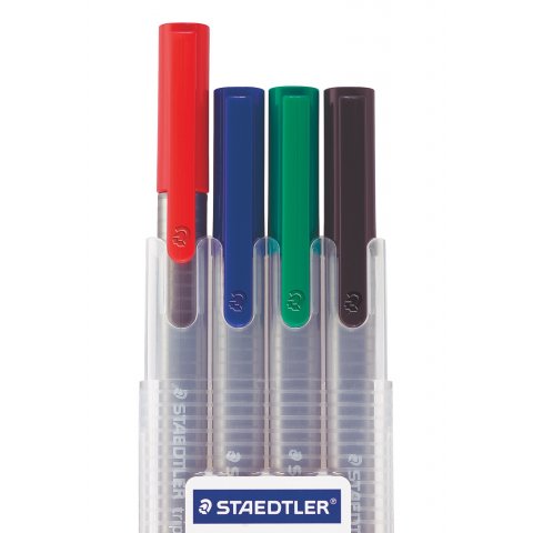 Staedtler Triplus Fineliner, Juego 4 bolígrafos en estuche de plástico