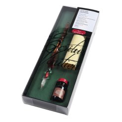 Herbin Kalligraphie-Set Venedig, Glasfeder, 10 ml Tinte sepia, 1 Bogen Pergament