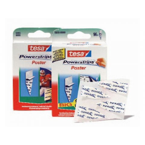 Cartel Tesa Powerstrips Paquete con 20 tiras, blanco