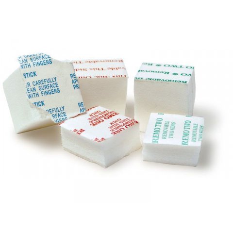 Double sided adhesive foam blocks, white 13 x 25 x 25 mm, both sides removable, 4 pieces