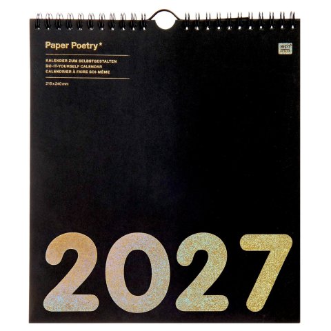 Bastelkalender Paper Poetry zum Selbstgestalten 2027, 21,5 x 24 cm, schwarz