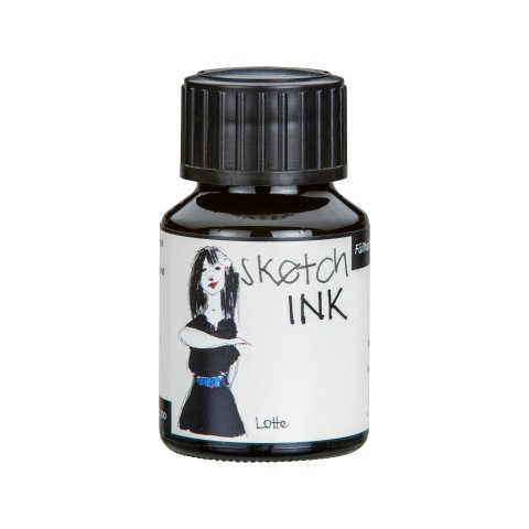 Rohrer & Klingner SketchInk fountain pen ink glass bottle, 50 ml, Lotte (black)