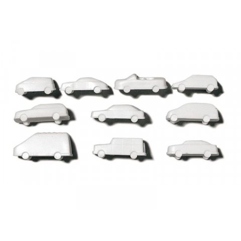 Polystyrene vehicles, white, 1:200, car car