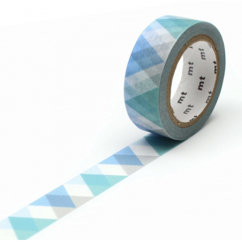 mt 1P Deco masking tape, patterned Washi adh. tape w=15mm l= 7m, triangle a. diamond blue (MT01D336Z)