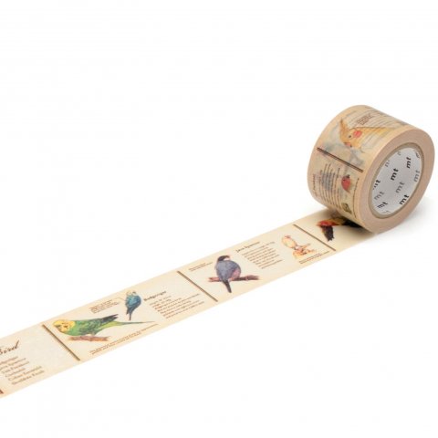 mt Extra masking tape, patterned Washi adhes. tape w=30 mm, l= 7m, encyclopedia bird (MTEX1P90Z)