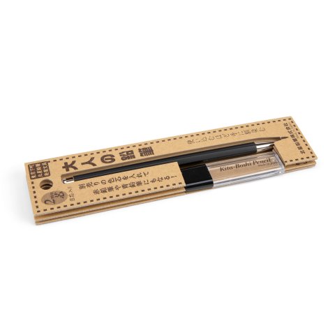 Juego de portaminas Kitaboshi Lápiz + sacapuntas 2 mm, cuerpo color negro