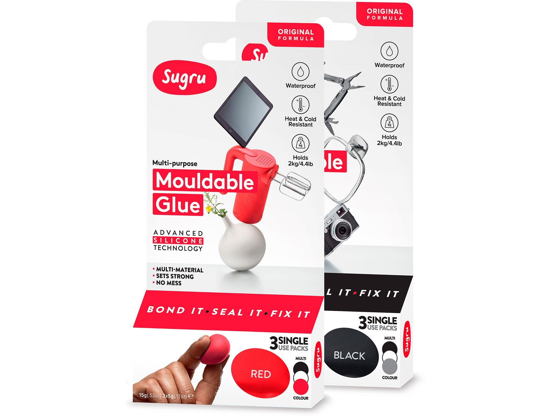 Sugru Moldable Glue - Original Formula - All-Purpose Adhesive, Advanced  Silicone Technology - Holds up to 4.4 lb - White 3-Pack