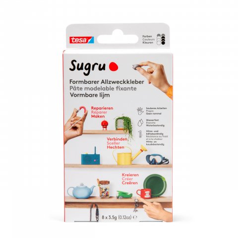 Sugru self-setting silicone rubber 8 x 3,5 g (each 3x black, white & 2x gray)