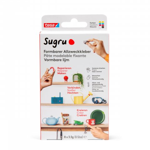 Gomma siliconica autoindurente Sugru 8 x 3,5 g (2x ciascuno rosso, blu, giallo, nero e bianco)